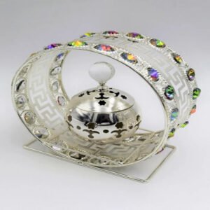 مبخرة معدنية ذهبية وفضية بإطار دائري جميل في السعودية