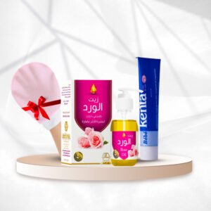 مجموعة تفتيح وترطيب اليدين بزيت الورد وكريم كينتا + هدية الليفة الكورية
