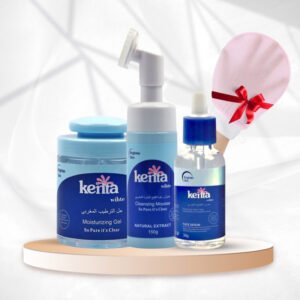 باقة كينتا للتفتيح والترطيب اليومي – سيروم + غسول + جل مرطب + ليفة كورية هدية