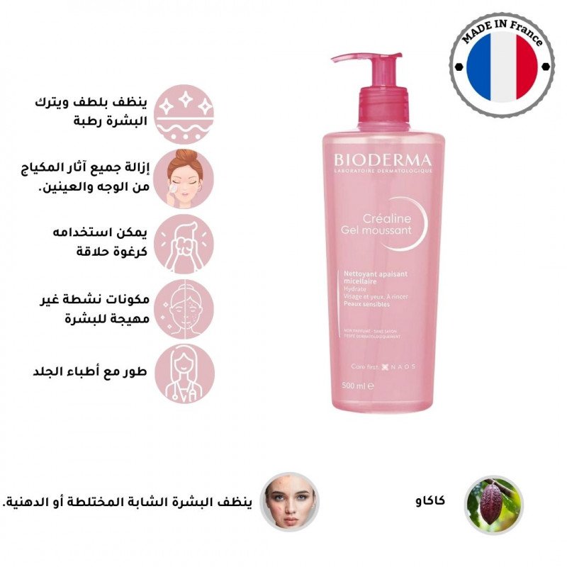 بيوديرما - سينسيبيو جل رغوي يعمل على ترطيب وتنظيف البشرة الحساسة - 500 مل