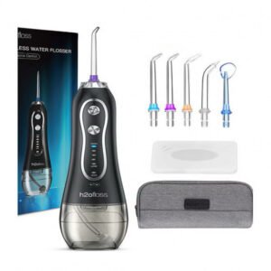 جهاز تنظيف أسنان مائي محمول يتميز بـ 5 أوضاع، لون أسود/شفاف أسود 300ملليلتر