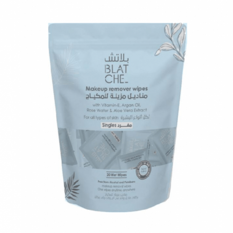 بلاتش - مناديل مزيلة للمكياج أكياس تناسب جميع أنواع البشرة 20 قطعة